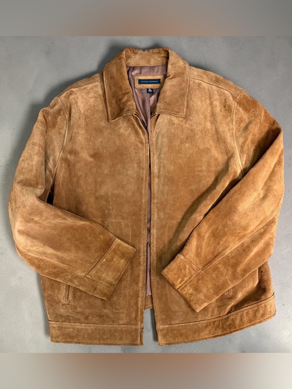 Vintage Banana Republic Suede Leather Jacket Mens XL Brown Full Zip 2003 Y2K